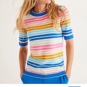 Boden striped T. Size small. 80% cotton.